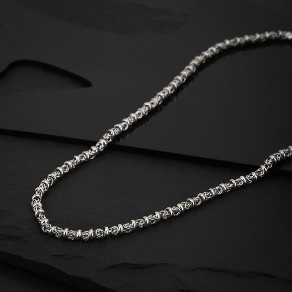 Vanbelle Sterling Silver Jewelry Handmade Byzantine Chain Necklace - Picture 5 of 5